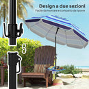 Ombrellone da Spiaggia Ø198x214 cm con Tavolino e Portabicchieri in Metallo e Poliestere Multicolore Blu      