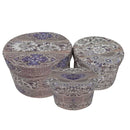 Set 3 Scatole in Similpelle grigio fiori tondo
