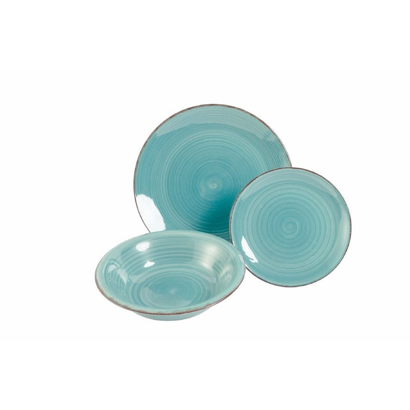 Servizio Piatti 12 Pezzi in Gres Dipinto a Mano VdE Tivoli 1996 Baita Acquerello