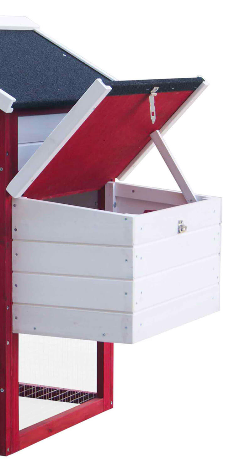 Pollaio da Giardino 152x62x92 cm Per 3 Galline in Legno Rosso e Bianco