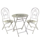 Set Tavolino e 2 Sedie Ø60xh70,5 cm in Metallo Bianco