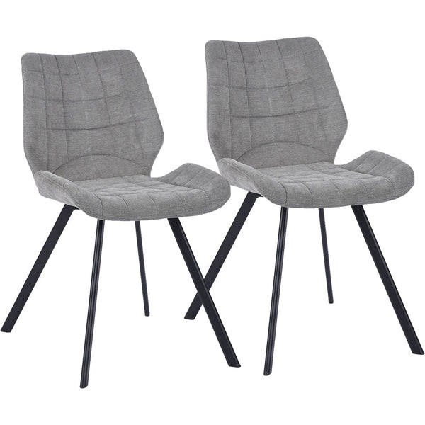 online Set 2 Sedie per Sala da Pranzo Tessuto Seduta Ergonomica Colore Grigio
