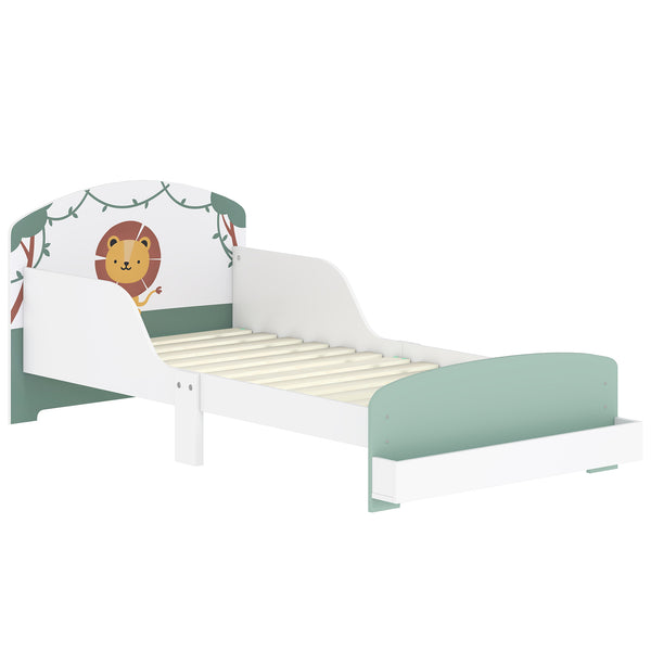 prezzo Letto Basso per Bambini 3-8 Anni 150x77x60 cm con Spazio Contenitore e Sponde Laterali in MDF Verde