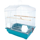 Gabbia Voliera per Uccelli 46,5x35,5x65,5 cm con 2 Mangiatoie in Ferro e Plastica Verde  