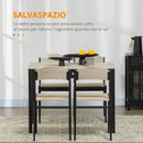 Set da Pranzo Tavolo Rettangolare e 4 Sedie in Acciaio e MDF Nero e Rovere