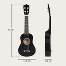Ukulele per Principianti da 21 Pollici Plettro e Corda di Ricambio in Legno con Corde in Nylon Nero      