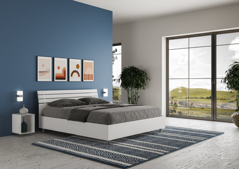 Letto Matrimoniale Testata Doghe Inclinata Ankel Bianco Frassino Varie Misure