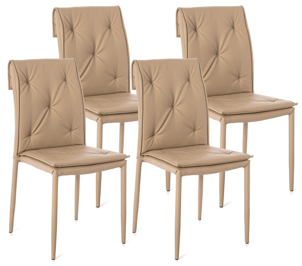 Lot de 4 Chaises 44x56x91 cm en Simili Cuir Gris Tourterelle prezzo