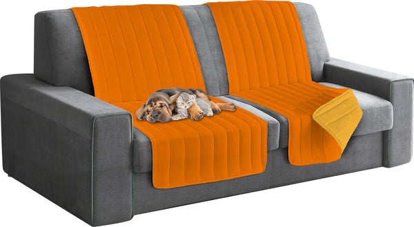 prezzo Housse de canapé matelassée double face 60x190 cm orange/jaune