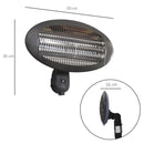 Lampada Riscaldante a Parete Radiatore per Esterni 2000W in Alluminio Nero 