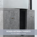 Mobile Sotto Lavabo Bagno 6 Ripiani 1 Anta 60x30x68 cm in Legno Grigio