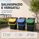 Set 3 Pattumiere Impilabili 34x37,7x42 cm Tower Bin 3x10L Raccolta Differenziata in Plastica Nero      