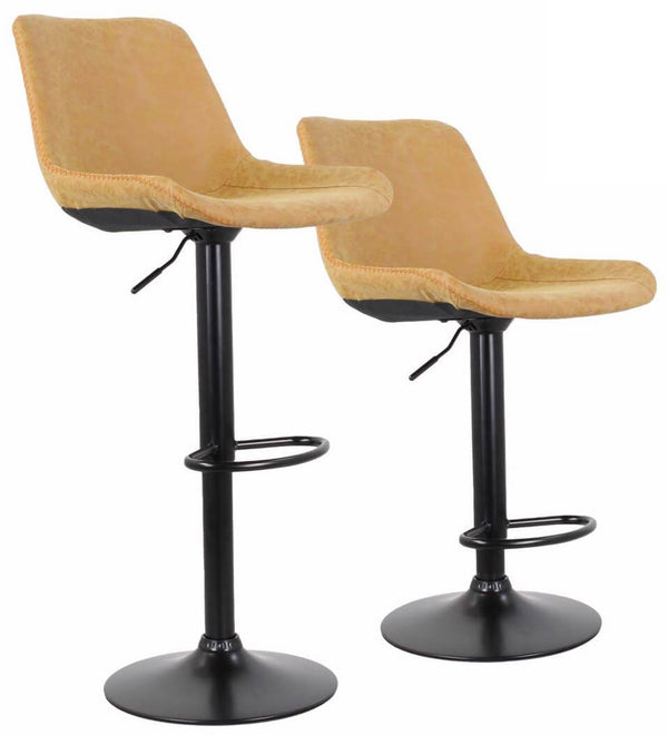 sconto Lot de 2 Tabourets 50x44x58/78 cm en Similicuir Base Camel Noir