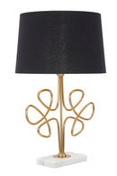 Lampada da Tavolo Glam Roudy Ø39x65 cm in Ferro Plastica e Poliestere Nero e Oro