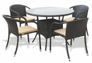 Set Tavolo + 4 Sedie da Giardino in Polyrattan Soriani Milo Marrone
