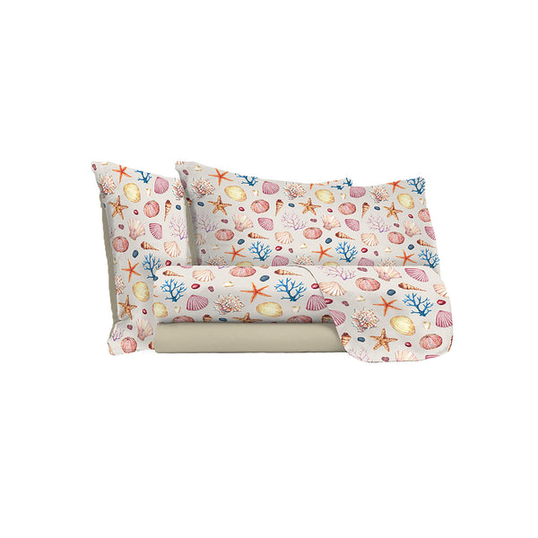 Ensemble de draps avec impression dessus et dessous et taies d'oreiller Marea de différentes tailles sconto