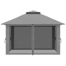 Gazebo da Giardino Pieghevole 392x392x283 cm in Acciaio e Tessuto Oxford Grigio