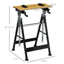 Banco da Lavoro Pieghevole 65x57x85-114 cm con 4 Morse Altezza e Angolazione Regolabili Portata 100 kg Nero e Color Legno      