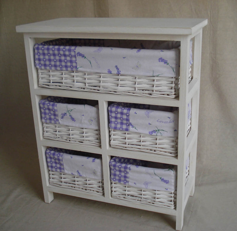 Cassettiera in Legno 5 Cassetti 50x25H59cm Lavanda