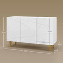 Mobile Contenitore 120x40x75 cm con 2 Armadietti e Ripiano Regolabile in Truciolato e Metallo Bianco e Oro      