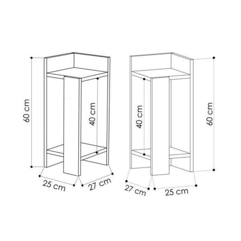 Set 2 Comodini 25x25x60 cm in MDF Elos Light Mocha