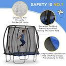 Trampolino Tappeto Elastico per Bambini Ø210 cm in con Rete di Sicurezza Blu