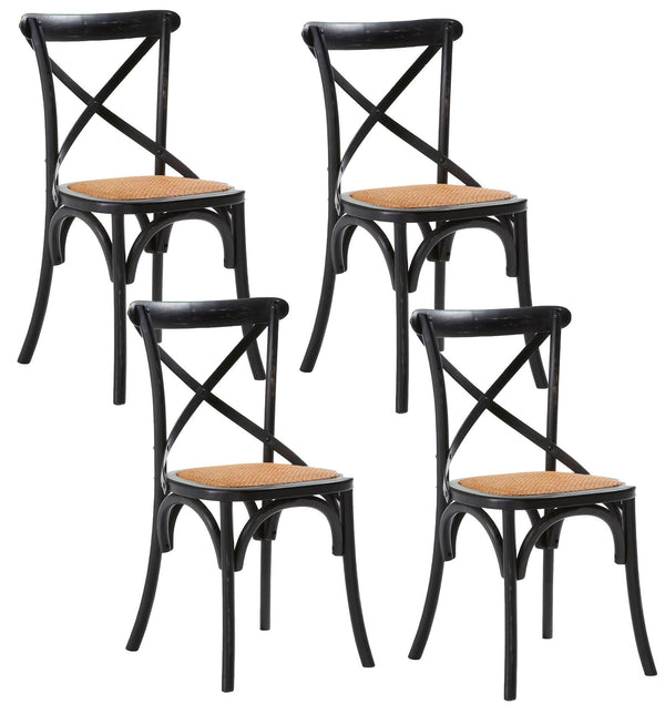 Set 4 Sedie Seduta in paglia 80x50x52 cm in Legno di Faggio Pompei Wood Nero prezzo