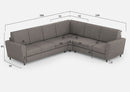 Divano Angolare 6 Posti 288x248x85 cm Yasel in Tessuto Grigio