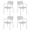 Set 4 sedie da Giardino con Braccioli 57x45/58x81,5h cm in Metallo Aura Grigio