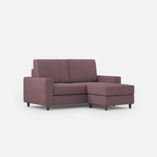 online Divano 2 Posti con Pouf 148x155x85 cm Sakar in Tessuto Prugna