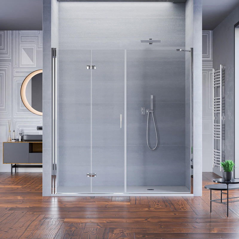 Porta Parete Doccia 1 Anta a Libro in Cristallo Trasparente 6mm H195 Bonussi Lorena Varie Misure