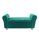 Panca Scendiletto 120x39x55 cm con Brillantini in Tessuto Effetto Velluto Verde