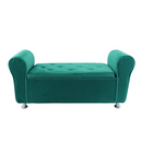 Panca Scendiletto 120x39x55 cm con Brillantini in Tessuto Effetto Velluto Verde