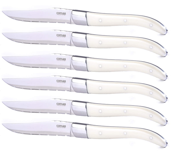 acquista Set de 6 Couteaux à Steak Lame Dentée Acrylique ACR Manche Ivoire
