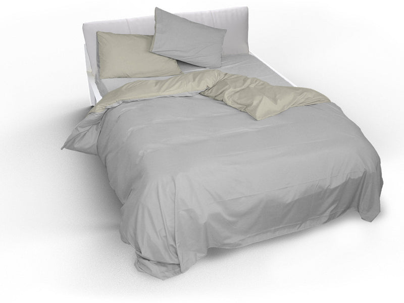 Copripiumino con Sacco e Federe Doubleface Grigio Chiaro\/Panna Varie Misure