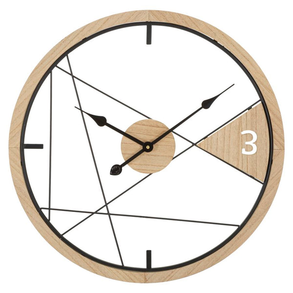 Orologio da Muro Geometric Design 60x2,5x60 cm in Ferro e MDF Nero e Marrone acquista