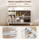 Credenza Cucina Mobile Buffet Ante in Vetro 100x35x80.3cm Bianco e Rovere      