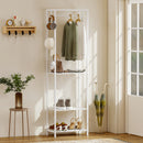 Mobile Ingresso Appendiabiti con Mensola e Scarpiera 52x30x180 cm in Metallo Bianco  