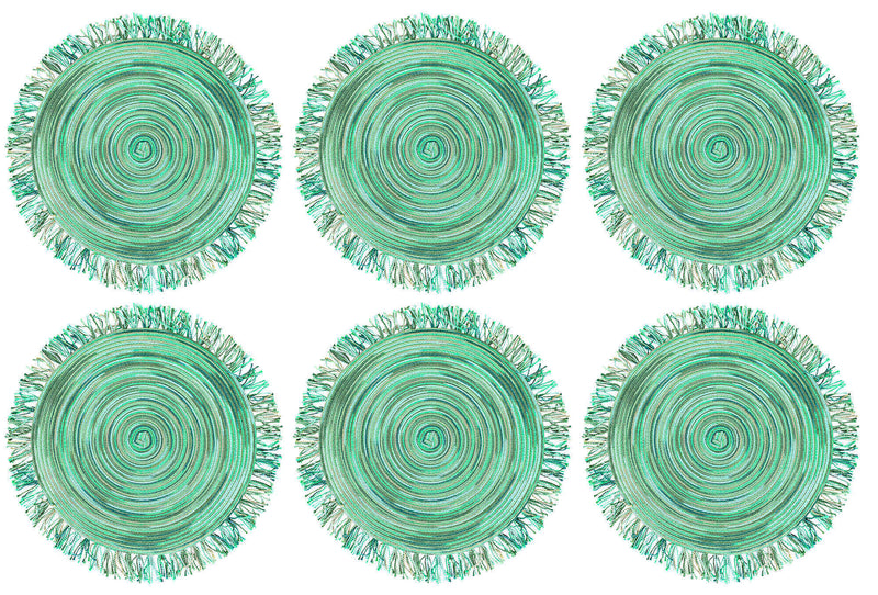 Set 6 Tovagliette con Frange Ø45x0,5 cm  in Polipropilene VdE Tivoli 1996 Shades of Greenery