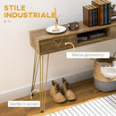 Tavolo Consolle Ingresso 120x29x79 cm in Truciolato e Acciaio Bronzo
