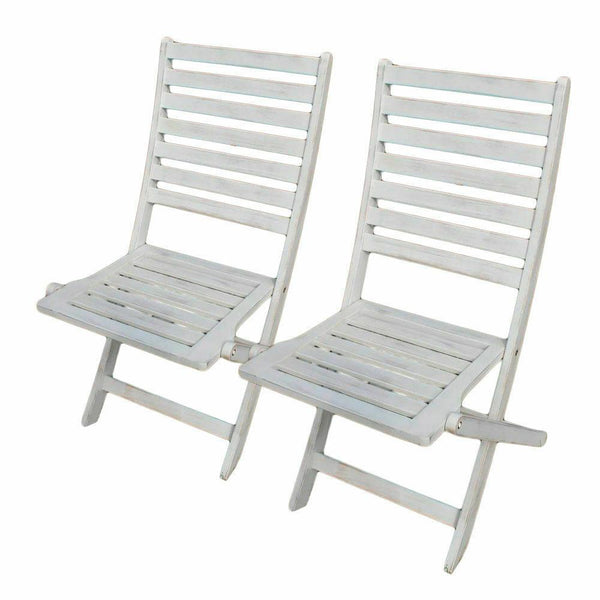 Lot de 2 chaises de jardin pliantes en bois d'acacia blanc prezzo