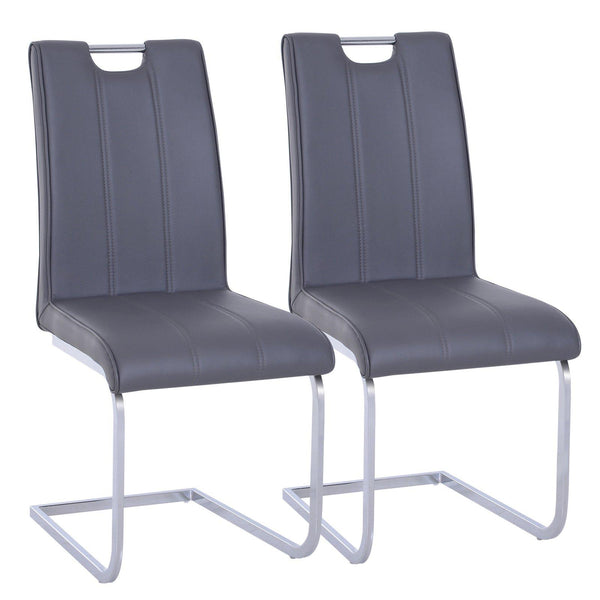 Lot de 2 chaises design moderne en métal avec revêtement en cuir PU gris sconto