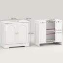 Mobile Sotto Lavabo Bagno 60x30x65 cm a 2 Ante con Ripiano Regolabile su 3 Livelli in Legno Bianco      