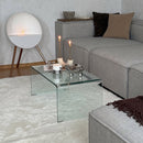 Tavolino Moderno da Salotto con Design Monoblocco 80x45x35 cm in Vetro Temperato Trasparente      