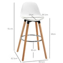Set 2 Sgabelli da Bar Stile Nordico con Cuscino e Gambe in Legno Bianco 
