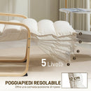 Poltroncina Relax 67x93-114x105 cm con Rivestimento in Velluto e Poggiapiedi Regolabile in Legno Crema      