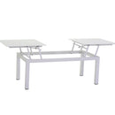 Set da Giardino Divano 2 Poltrone e Tavolino in Polyrattan Pasadena Bianco