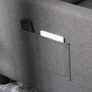 Poltrona Letto Singolo Reclinabile 69x82x85 cm in Tessuto Effetto Lino Grigio