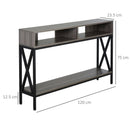 Tavolo Consolle per Ingresso 3 Ripiani 120x23,5x75 cm  Grigio e Nero