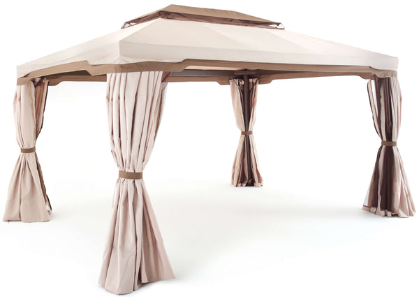 Tonnelle de jardin en aluminium 3x4 m avec rideaux écru Chypre online